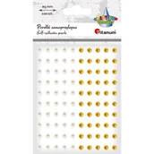 Zeszyty szkolne - Perełki samoprzylepne 5mm 100 szt białe złote - miniaturka - grafika 1
