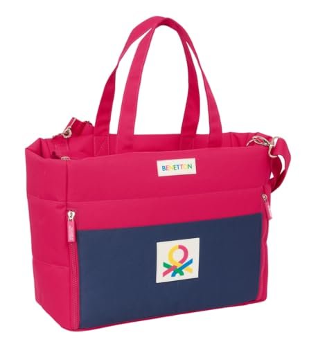 Safta BENETTON CHERRY - Torba na laptopa 14,1'' z kieszenią, plecak, idealna dla dzieci w różnym wieku, wygodna i wszechstronna, jakość i wytrzymałość, 54 x 17 x 31 cm, Wiśnia/Morskie, M, Casual