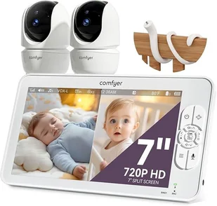 Comfyer Elektroniczna niania z dzielonym ekranem z 2 kamerami 7" HD 720p - Elektroniczne nianie i monitory oddechu - miniaturka - grafika 1