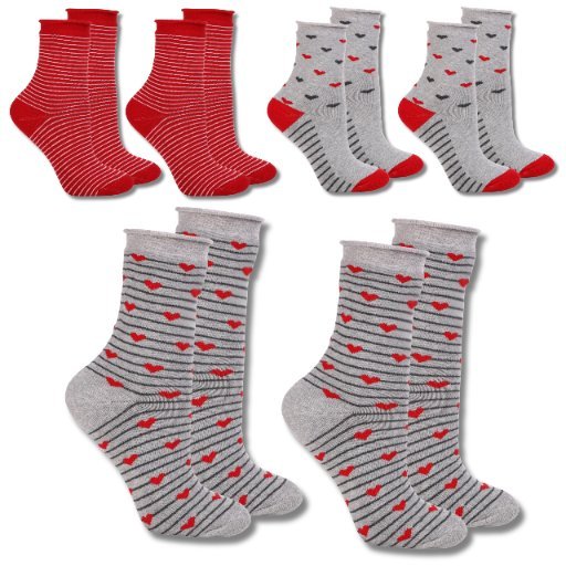 DŁUGIE SKARPETY DAMSKIE BAWEŁNIANE CIEPŁE W SERDUSZKA 6-PAK MORAJ 35-38