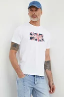 Koszulki męskie - Pepe Jeans t-shirt bawełniany Clag męski kolor biały z nadrukiem - miniaturka - grafika 1