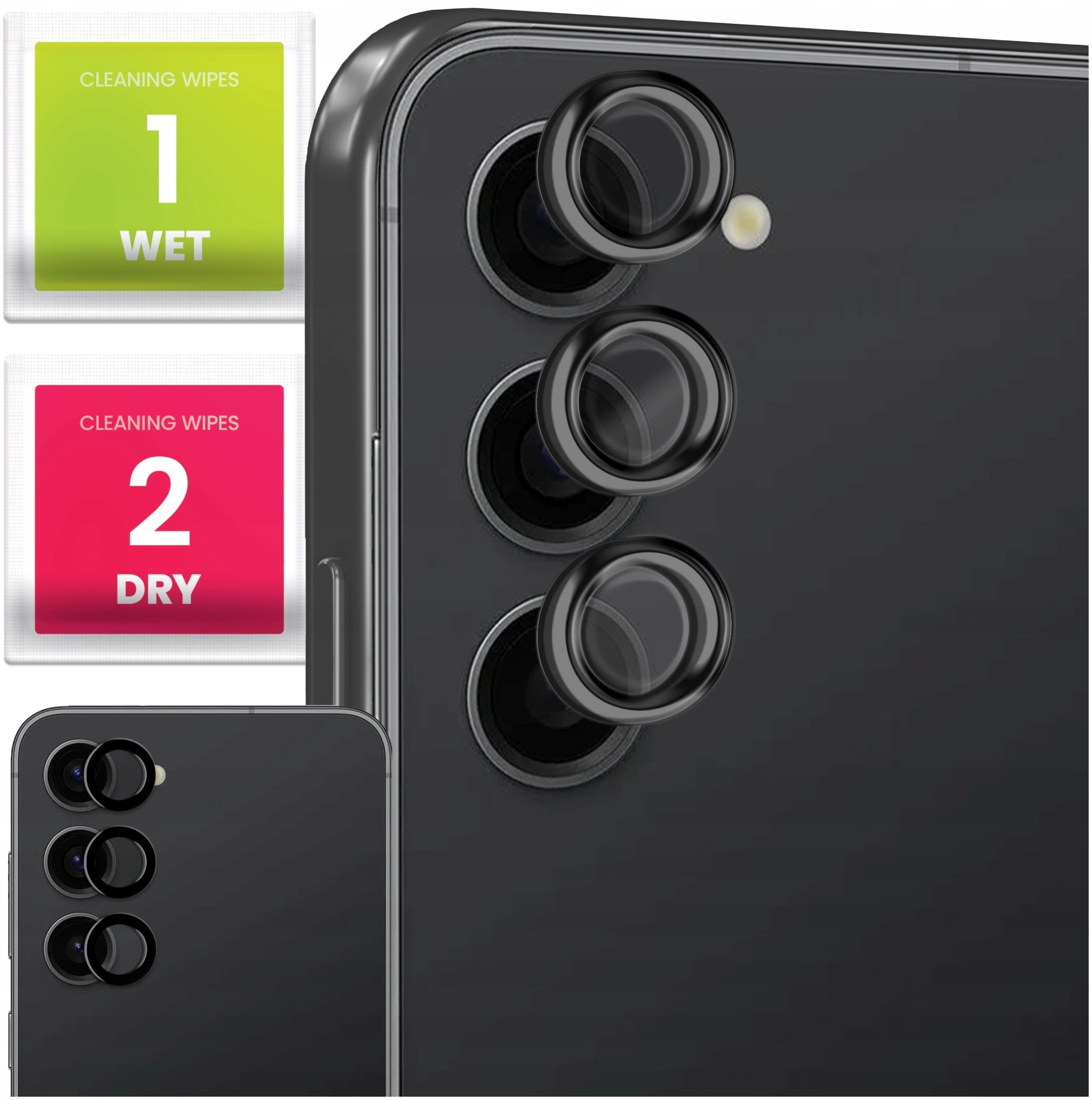 3x Szkło Na Aparat Do Samsung Galaxy S23 / S23 Plus Na Obiektywy, Czarne