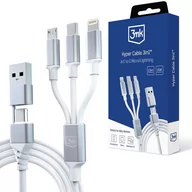 Kable USB - 3mk Hyper Cable 3in1 White Kabel USB-A/USB-C do USB-C/Micro/Lightning 1.5m - miniaturka - grafika 1
