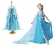 Stroje karnawałowe - Frozen Sukienka Elsa Kraina Lodu E3 - 140 - miniaturka - grafika 1