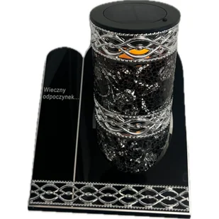 Znicz witraż VIP akryl solar SZKA5S 25 cm czarno-srebrny Ilumini - Lampiony i znicze - miniaturka - grafika 1