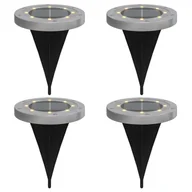 Lampy ogrodowe - vidaXL Solarne lampki gruntowe, z kolcami, 4 szt., ciepłe białe - miniaturka - grafika 1