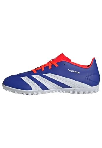 adidas Unisex Predator24 Club buty piłkarskie, buty do gry w piłkę nożną, buty murawowe, Lucid Blue Ftwr biały słoneczny czerwony, 45 1/3 EU