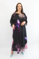 Sukienki - Czarno-fioletowa Sukienka Hiszpanka w Kwiaty Maxi UNI - miniaturka - grafika 1