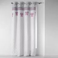 Zasłony - Douceur d'intérieur Douceur dintérieur Zasłona okienna MADEMOISELLE 140 x 260 cm biała z różowymi kokardami 1407887 - miniaturka - grafika 1
