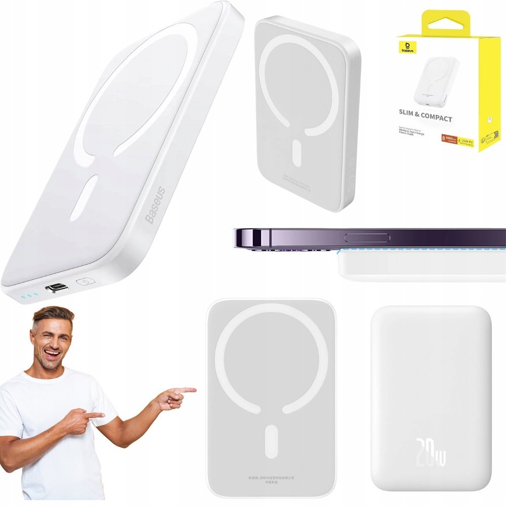 POWERBANK MAGSAFE MAGNETYCZNY IPHONE APPLE POWER BANK MOCNY 6000MAH