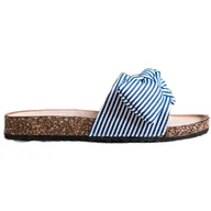 Klapki i japonki damskie - Klapki w paski Vinceza białe niebieskie - miniaturka - grafika 1