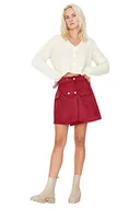 Spódnice - Trendyol Damska damska mini spódnica z dzianiny o linii A, bordowa, XL, Burgund, XL - miniaturka - grafika 1