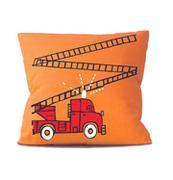 Kołdry i poduszki dla dzieci - Poduszka z wozem strażackim, pomarańczowa - miniaturka - grafika 1