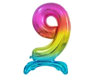 Balony i akcesoria - Godan Balon foliowy cyfra 9 tęczowa - 74 cm - miniaturka - grafika 1