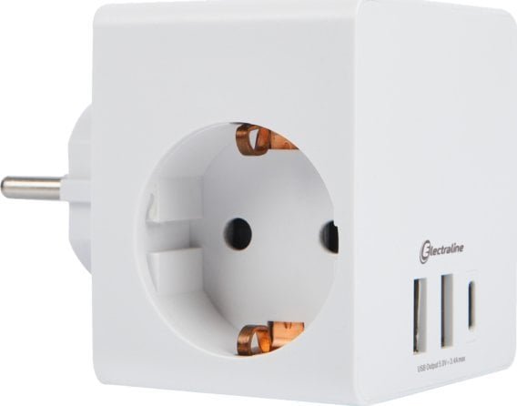 55085 Cube 3-way Adapter with USB Charger