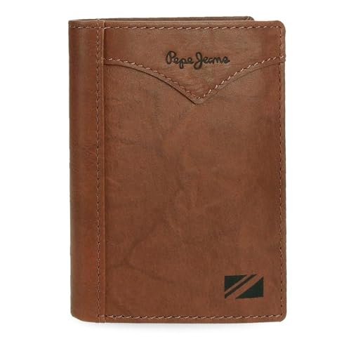 Pepe Jeans Pionowa kurtka Portfel z portmonetką Brązowy 8,5x11,5x1 cm Skóra by Joumma Bags, Brązowy brązowy, Talla única, Pionowy portfel z portfelem
