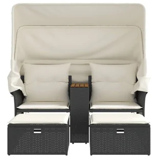 2-osobowa sofa ogrodowa z daszkiem i podnóżkami, czarna, rattan PE Lumarko! - Sofy ogrodowe - miniaturka - grafika 5