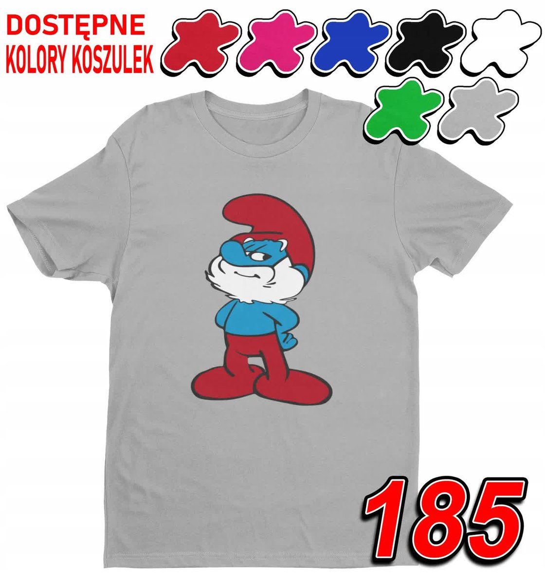 Dziecięca Koszulka T-Shirt Z Nadrukiem Duży Wybór Papa Smerf - L 146-152