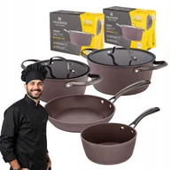 Zestawy garnków i patelni - Zestaw garnków indukcja gaz garnki komplet patelnia Valdinox Stripes 7 el - miniaturka - grafika 1