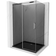 Kabiny prysznicowe - Mexen Omega kabina prysznicowa rozsuwana 100x80 cm, grafit, chrom + brodzik Flat, czarny - miniaturka - grafika 1