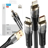 Kable USB - Kabel USB - Micro USB/Lightning/USB-C ROCK G20 1.5 m Czarny - miniaturka - grafika 1
