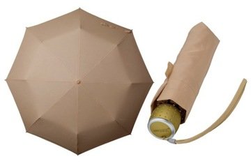 Klasyczna damska wytrzymała parasolka do torebki, beżowa