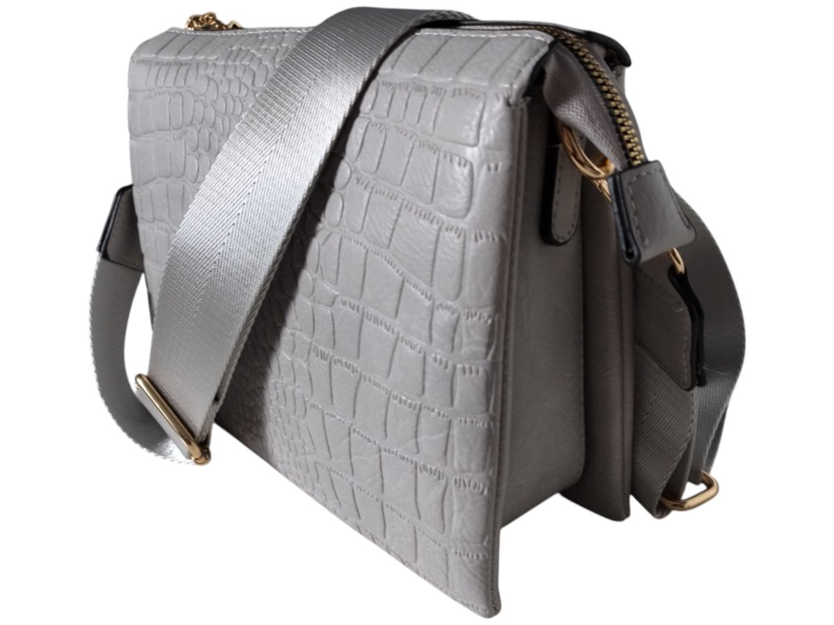 Torebka Damska, Stylowa Mała Listonoszka Na Ramię Szara, Miejska