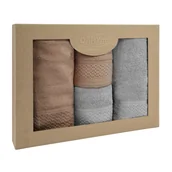 Ręczniki - Ręczniki bawełniane FROTTE jednobarwne komplet EKO 4 sztuk beż jasny popiel - miniaturka - grafika 1