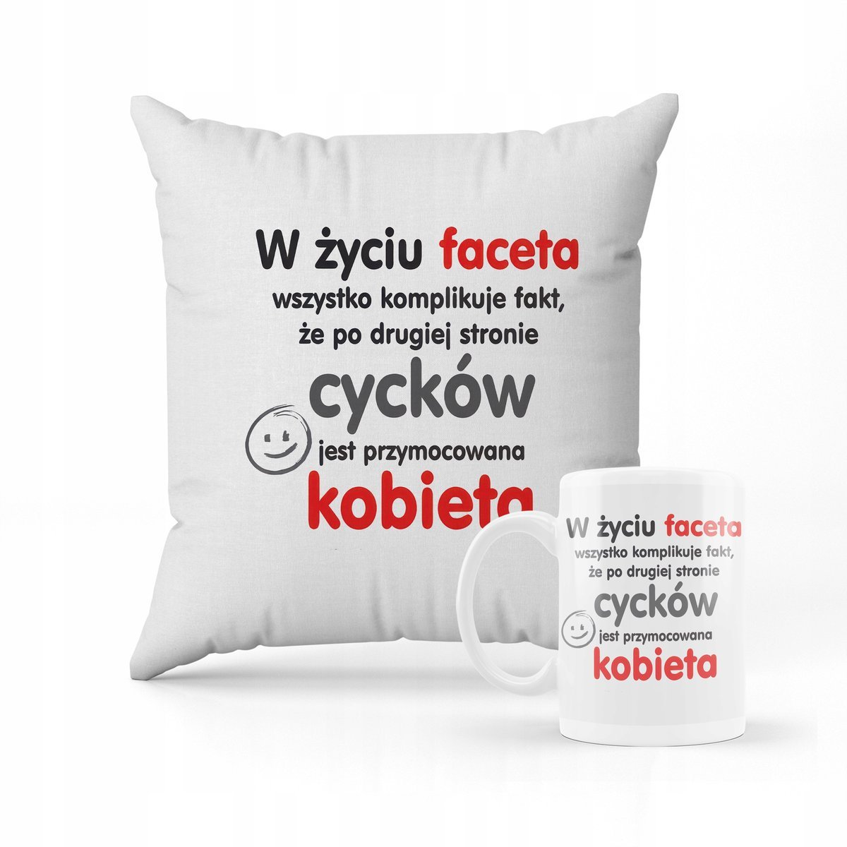 ZESTAW PODUSZKA + KUBEK śmieszny prezent dla kolegi z pracy + IMIĘ 2
