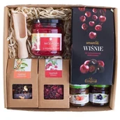 Zestawy upominkowe - KOSZ PREZENTOWY PREZENT UPOMINEK napary konfitury miód MALINA POMARAŃCZA ZDROWY - miniaturka - grafika 1