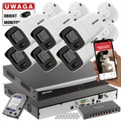 Zestawy do monitoringu - Monitoring nocny w kolorze 6 kamer IP Hikvision 8MPx DS-2CD2087G2-LU(2.8mm) ColorVu Mikrofon MicroSD - miniaturka - grafika 1