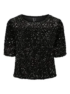 PCKAM SS TOP, czarny/szczegóły: srebrny, L - Koszulki i topy damskie - miniaturka - grafika 1