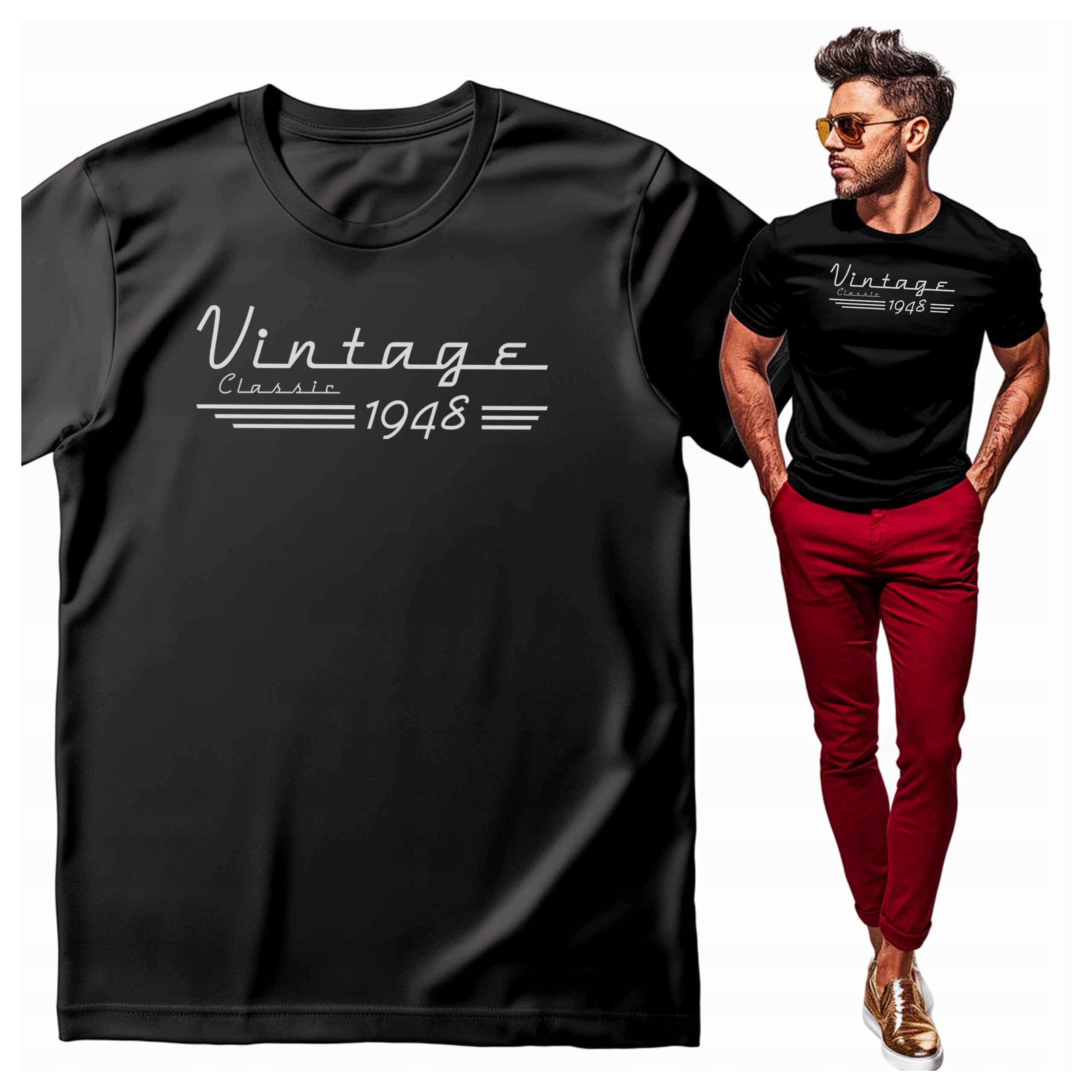 Koszulka męska z nadrukiem Vintage Classic 1948 motoryzacyjna