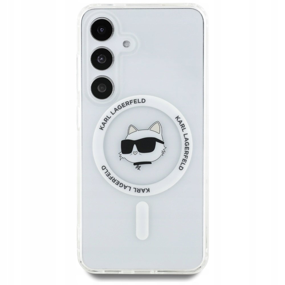 Karl Lagerfeld Etui Button Choupette Head do MagSafe do Galaxy S25 Plus, przezroczyste