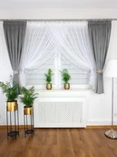 Firany - Elegancki zestaw firany i zasłony welurowe -jasnoszary,nowoczesne firany do salonu - miniaturka - grafika 1