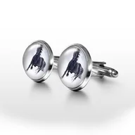 Spinki do mankietów i krawatów - Czarny koń - spinki do mankietów - miniaturka - grafika 1