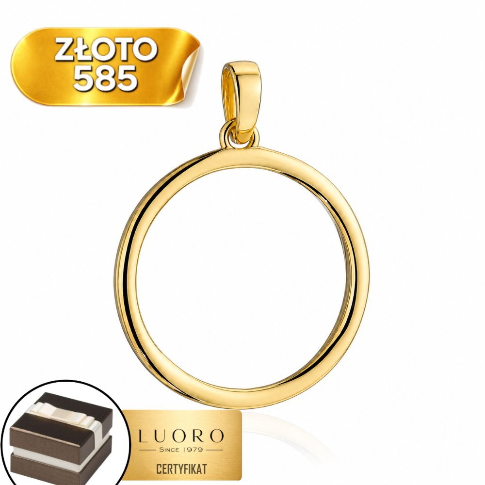 ZAWIESZKA ZŁOTA 585 14K KOŁO GŁADKIE 2 CM ELEGANCKA KLASYKA