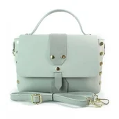 Torebki damskie - Kuferek listonoszka A5 złote dżety + zamsz szary jasny Vera Pelle VPK789GC - miniaturka - grafika 1