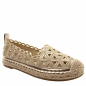 Espadryle damskie - Potocki 16348 damskie espadryle ażurowe złote - miniaturka - grafika 1