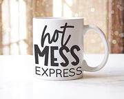 Herbata - Hot Mess Express kubek i podstawka zestaw Boże Narodzenie zabawny urodziny kawa Boże Narodzenie herbata prezent (mug) - miniaturka - grafika 1