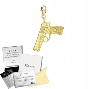 Charms Złoty PISTOLET Karabińczyk SREBRO 925 Prezent DEDYKACJA GRATIS - Bransoletki - miniaturka - grafika 1