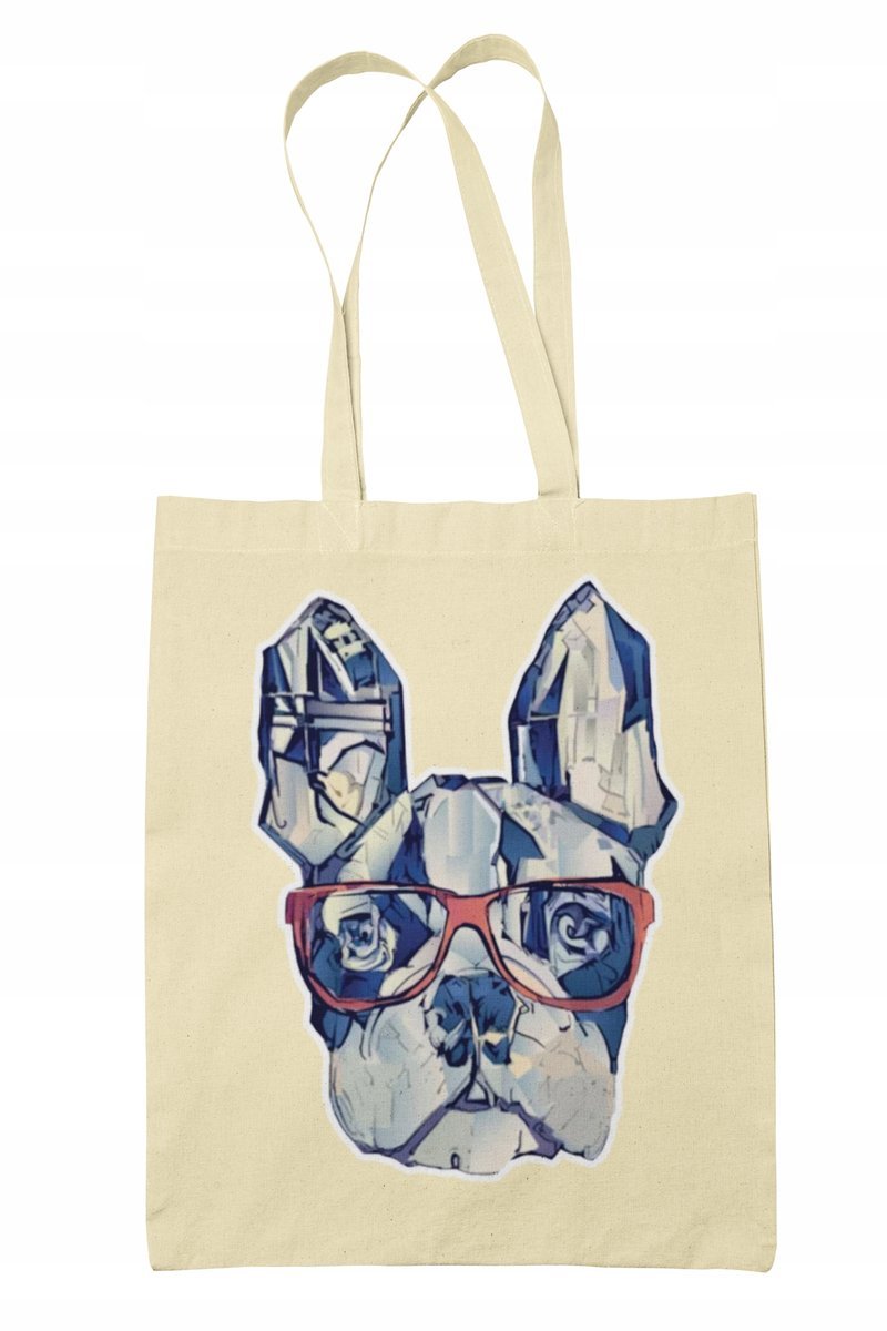 Torba Shopper-Materiałowa-Na Ramie-Prezent-Buldog