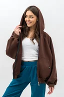 Bluzy damskie - Bluza z kapturem na zamek ,,IKBAL czekolada - miniaturka - grafika 1