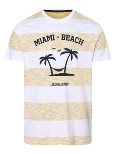 Koszulki męskie - Jack & Jones - T-shirt męski  JJSummer, żółty|biały - grafika 1