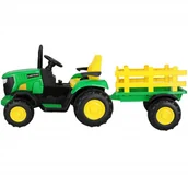 Pojazdy elektryczne dla dzieci - Jeździk traktor z przyczepą zabawka elektryczna dla dzieci, na akumulator sterowana pilotem - miniaturka - grafika 1