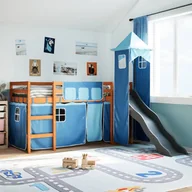 Łóżka dla dzieci i młodzieży - vidaXL vidaXL Dziecięce łóżko na antresoli, z wieżą, niebieskie, 80x200 cm - miniaturka - grafika 1