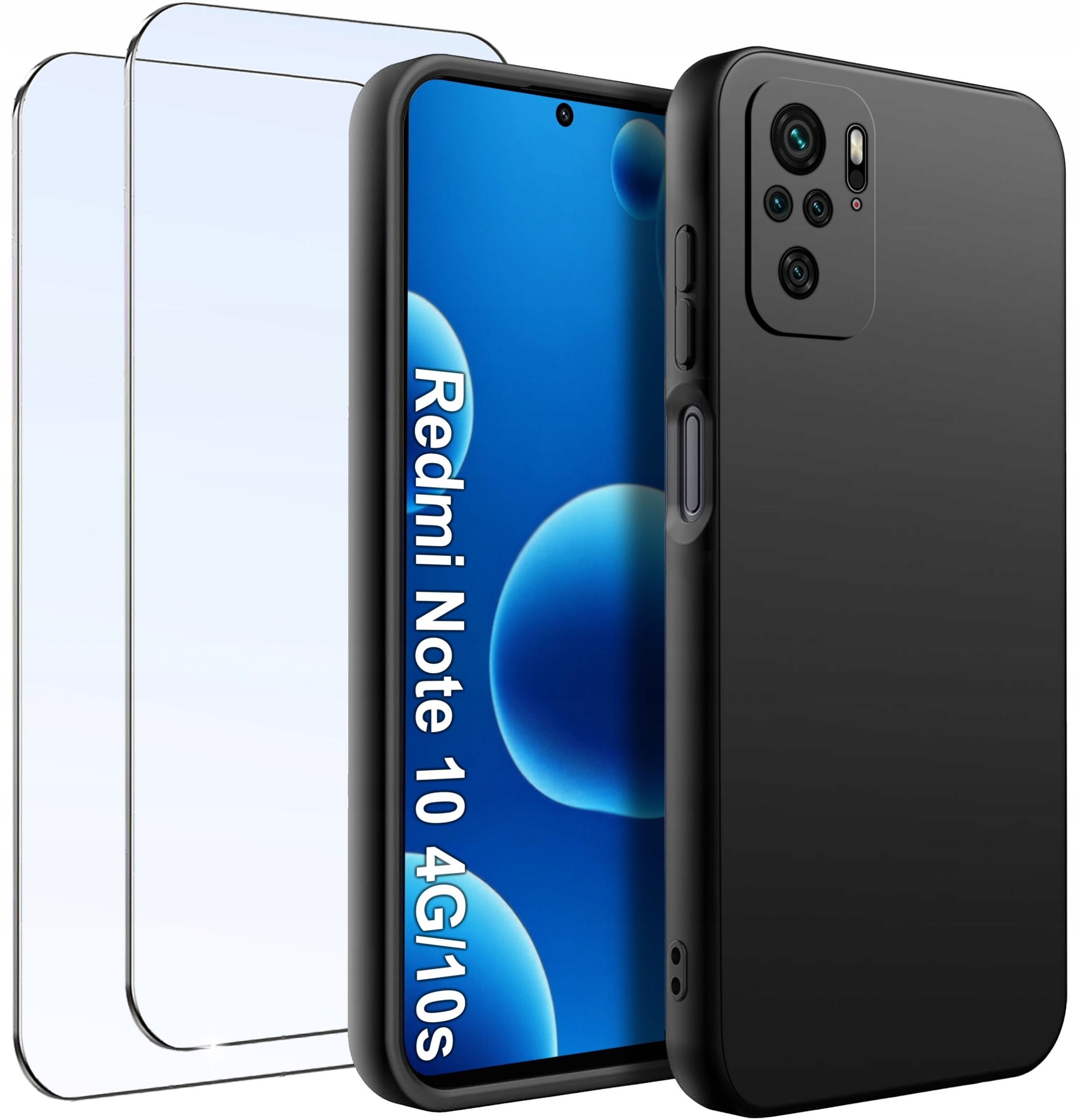 ZESTAW Etui do Xiaomi Redmi Note 10|10s Matowe Silikon Slim 2 SZTUKI SZKŁO
