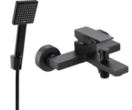 Zestawy baterii łazienkowych - Mexen Uno R45 bateria wannowa z zestawem prysznicowym, czarna - 7143R45-70 - miniaturka - grafika 1