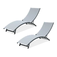 Leżaki ogrodowe - Leżak plażowy STAR Light Grey 2 szt - Focus Garden - miniaturka - grafika 1