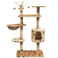 Drapaki dla kotów - vidaXL Drapak dla kota, 125 cm, beżowy w kocie łapki - miniaturka - grafika 1